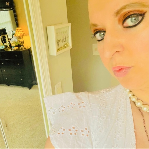 Japna white eyelet short- sleeve wrap top large - Picture 10 of 14